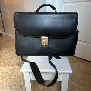 Vintage COACH Black Leather Briefcase with Combo Lock